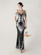 Mermaid Spaghetti Straps Beading Prom Dress