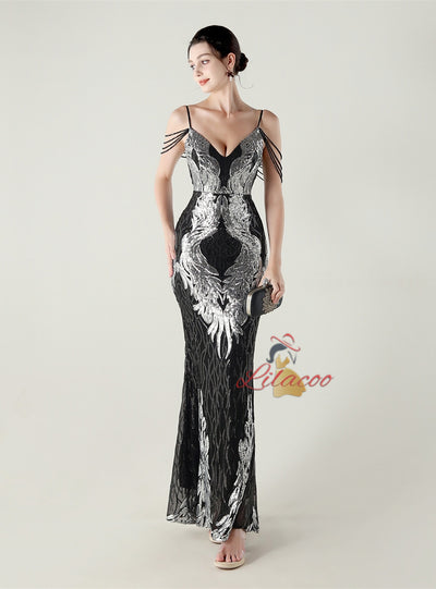 Mermaid Spaghetti Straps Beading Prom Dress