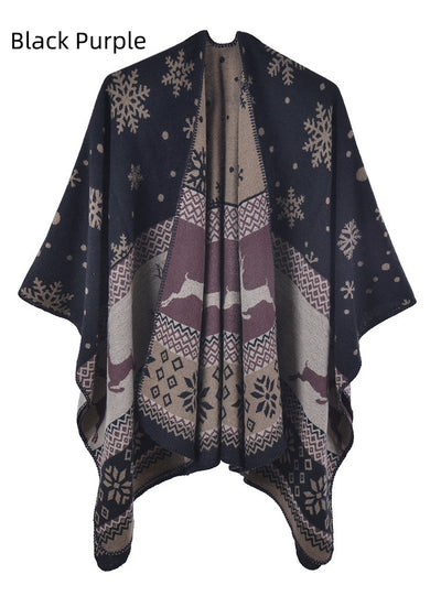 Split Scarf Shawl Double-sided Knitted Shawl