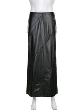 Pu Leather Slim Low Waist Skirt