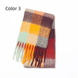 Thick-bearded Four-grid Thick Double-sided Plaid Scarf