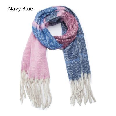 Coarse Fringed Plaid Scarf Shawl