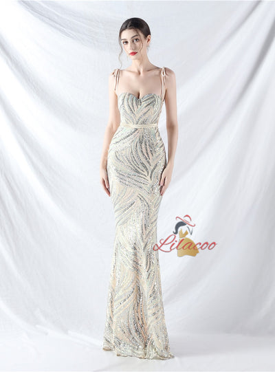 Mermaid Sequins Strapless Prom Dress