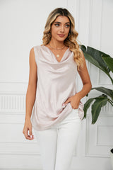 Solid Color Pile Collar Sleeveless Vest Top