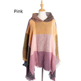 Plaid Pullover Cape Hooded Cape Shawl