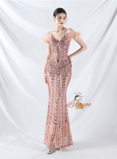 Mermaid Sequins Spaghetti Straps Prom Dress