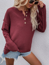 Solid Color Pullover V-neck Sweater