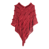 V-neck Solid Color Knitted Plush Shawl