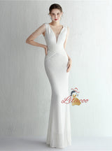 V-neck Mermaid Sequins V-neck Beading Prom Dress