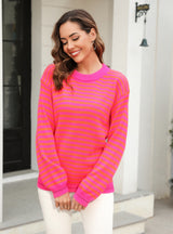Striped Contrast Long Sleeve Sweater
