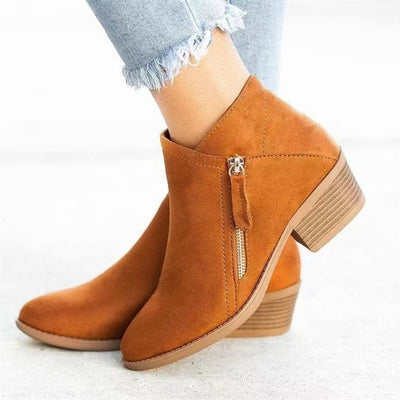 Suede Double-sided Zipper Booties