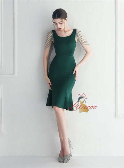 Short Straps Beading Prom Dress