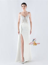 Mermaid Spaghetti Straps Beading Lace Prom Dress