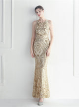 Mermaid Sequins Sleeveless Beading Prom Dress