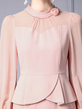 Light Blue Long Sleeve Mother Of The Bride Dress