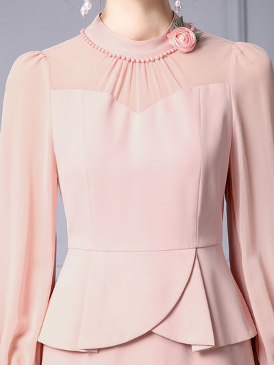 Light Blue Long Sleeve Mother Of The Bride Dress