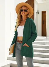 Medium and Long Cardigan Solid Color Twist Sweater Coat