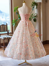 Champagne Tulle Sequins Spaghetti Straps Prom Dress