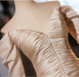 Champagne Mermaid Satin Pleats Wedding Dress
