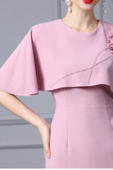 Pink Cloak Style Flower Mother Of The Bride Dress