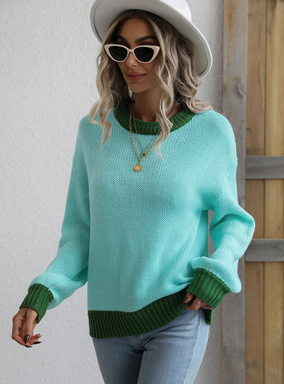 Knitwear Women's Spliced Pullover Loose Sweater