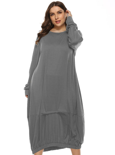 Round Neck Fashion Lantern Long Sleeve Dress