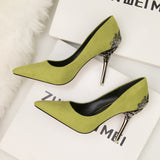 Metal Hollow Suede Stiletto Heels Shoes