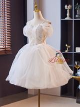 White Tulle Lace Spaghetti Straps Wedding Dress
