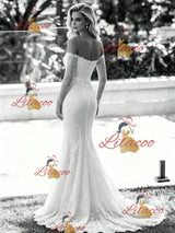 White Mermaid Lace Long Sleeve Wedding Dress