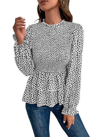 Lotus Leaf Polka-dot Printed Shirt