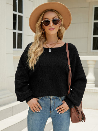Long Sleeve Round Neck Knitted Loose Sweater