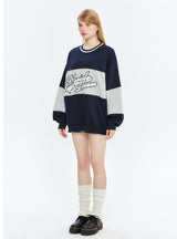 Loose Stitching Round Neck Top