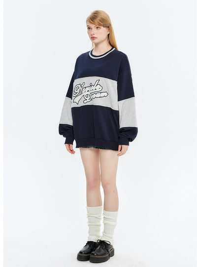 Loose Stitching Round Neck Top