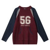 Vintage Contrast Stitching Long Sleeve Sweater