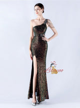 Mermaid Sequins Split Beading Prom Dress
