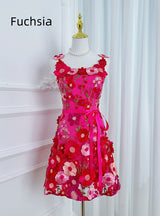 Flower Embroidered Suspender Dress