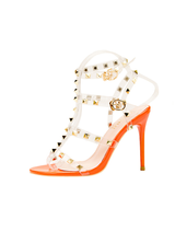 Patent Leather Metal Rivet Transparent Sandals
