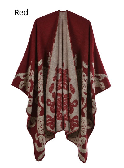 Cashmere-like Split Padded Shawl Cloak