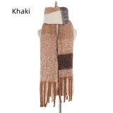 Coarse Fringed Plaid Stripes Scarf