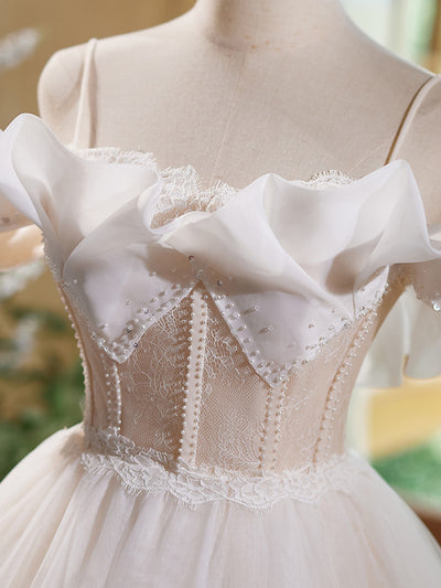 Tulle Lace Spaghetti Straps Homecoming Dress
