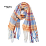 Women Plaid Fringed Scarf