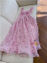 Pink Flower Sling Slim Dress