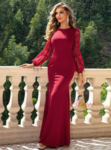 Contrasting Lantern Sleeve Party Dress