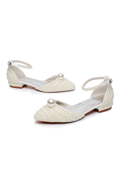 Leisure Pointy Pearl Buckle Bridal Shoes