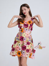 Heavy Mesh Three-dimensional Flower Embroidery Dress