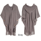 Autumn and Winter Button Hooded Cloak Shawl