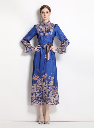 Retro Palace Horn Sleeve Slim Dress