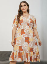 V-neck Slim Short-sleeved Dress