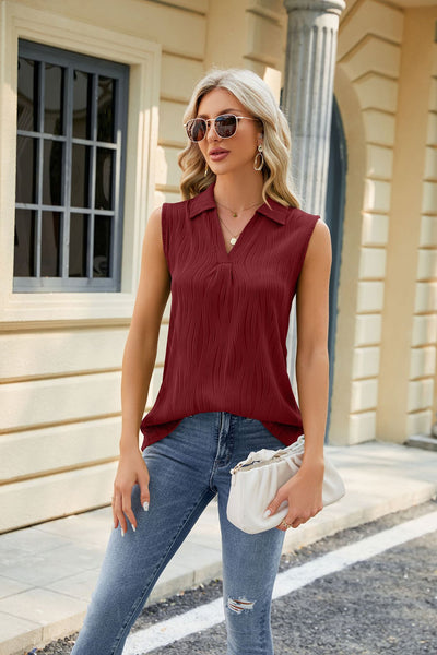 Solid Color Lapel Loose Sleeveless Vest