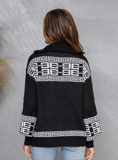 Zipper Shirt Lapel Sweater